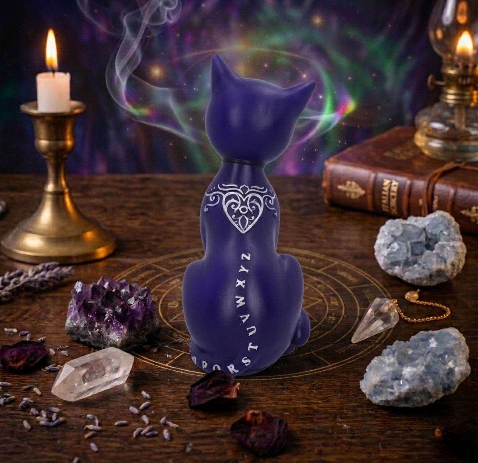 Statua Esoterica "Mystic Kitty Purple" - immagine 2